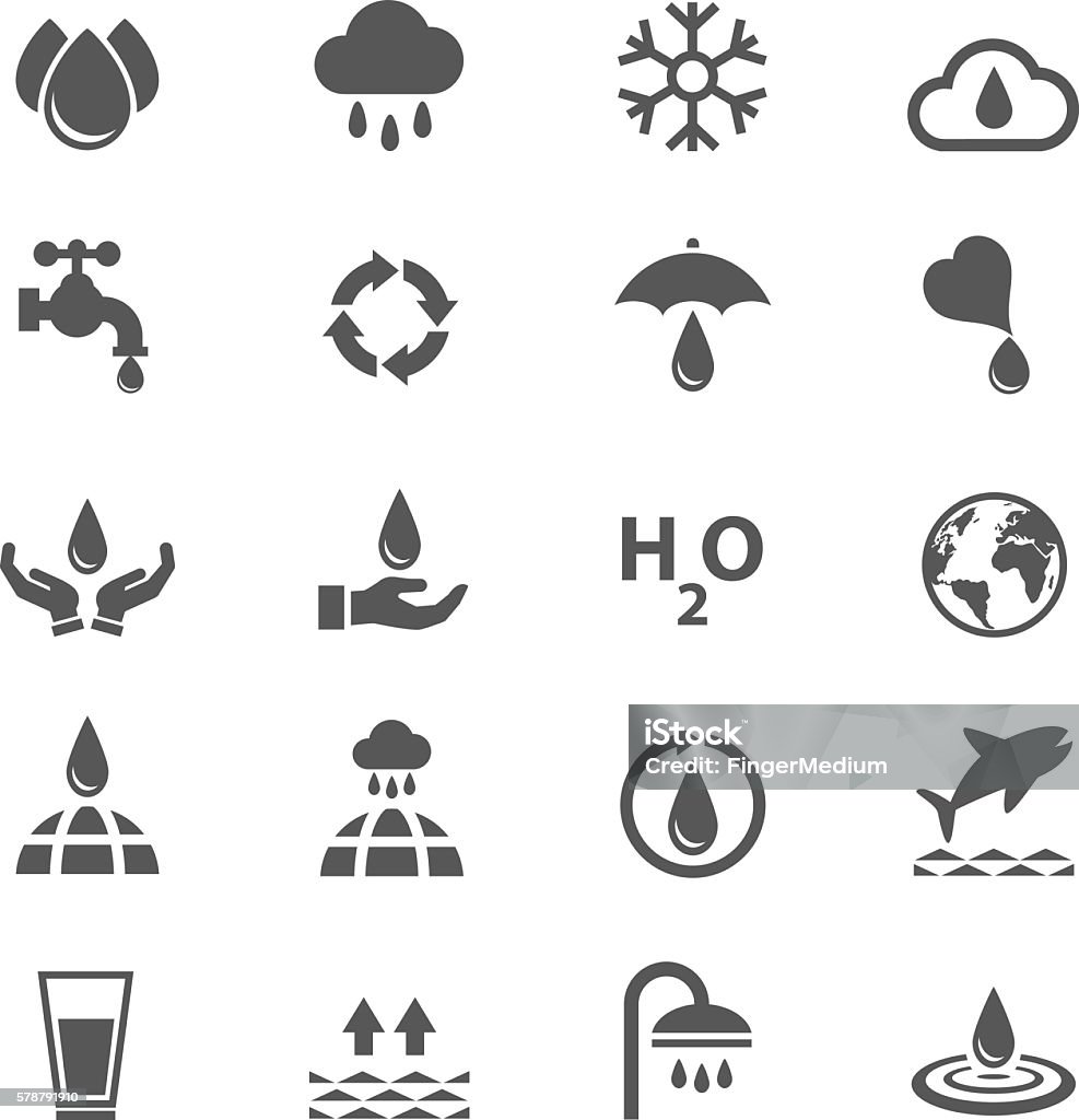 Water icons set Bottle stock vector