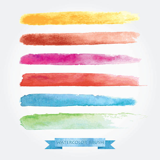 istock Set of colored brush strokes created with watercolors. 578792368