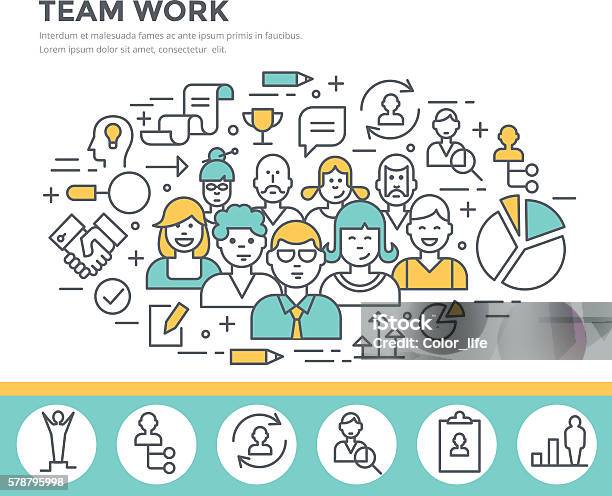 Team Work Concept Illustration Stock Illustration - Download Image Now - Human Resources, Education Training Class, Manager