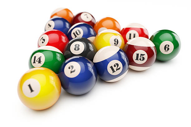 istock Pool billiard balls pyramid isolated on white background 3d 578806776