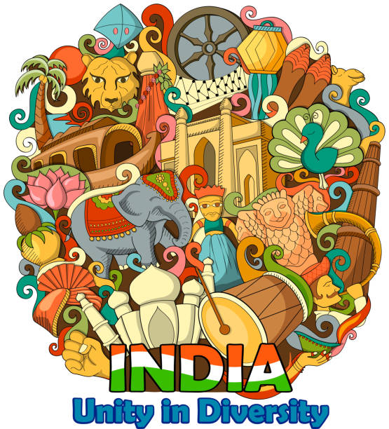 ilustrações de stock, clip art, desenhos animados e ícones de desenhos mostrando arquitetura e cultura da índia - qutub