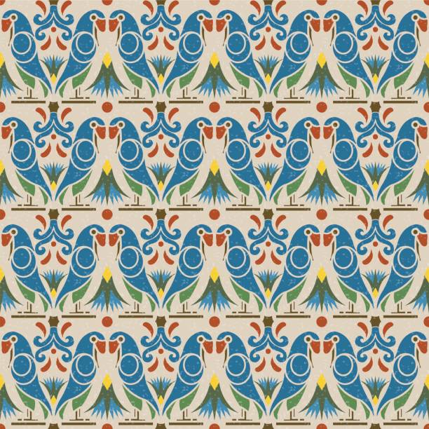 istock Antique seamless background image of animal bird parrot flower 578811608