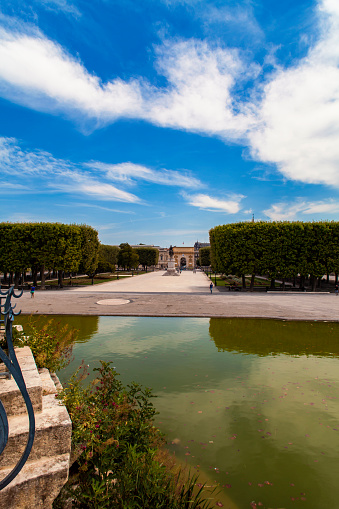 Panoramic view of the gardens and Florence at Villa La Petraia, one of the Medici villas in Castello, Florence, Tuscany. It has a distinctive 19th-century belvedere on the upper east terrace with the view of Florence. It is a declared Unesco World Heritage site.