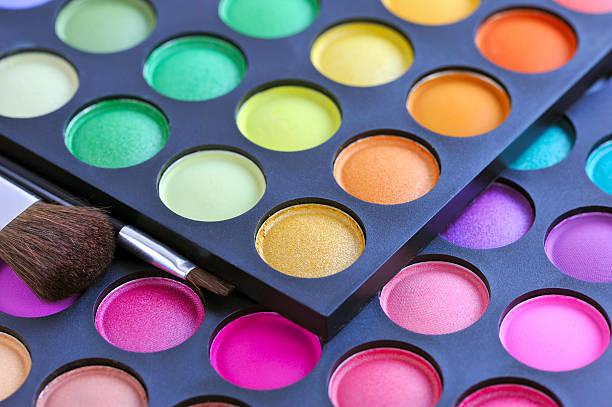 istock Professional eye shadows palette with makeup brushes 578813770