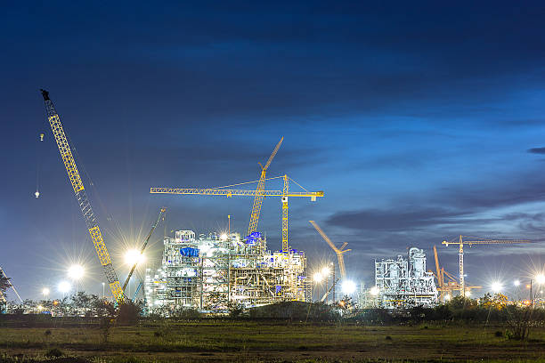 construction of chemical plant industry stock photo