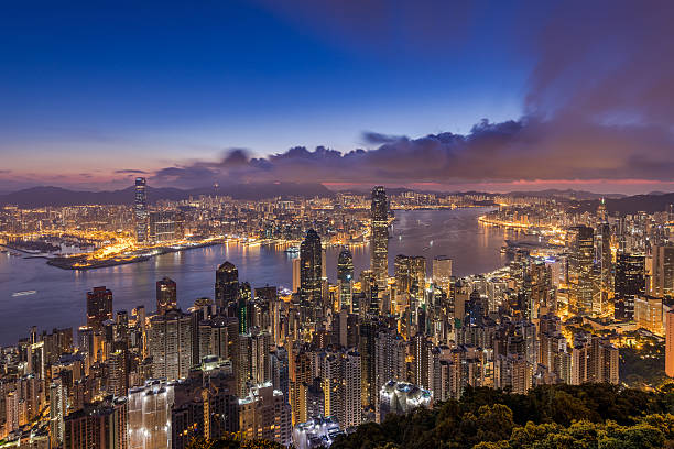 istock Hong Kong city view from peak at dawn 578820168