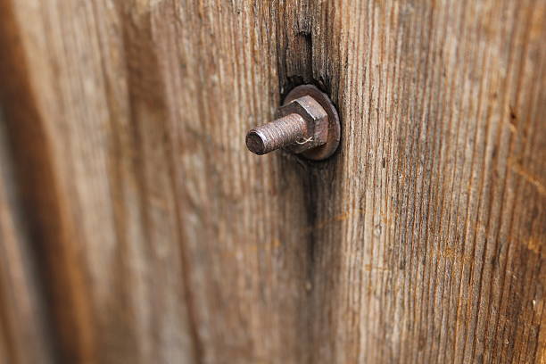 Old wooden door with rusty screw 19952 stock photo