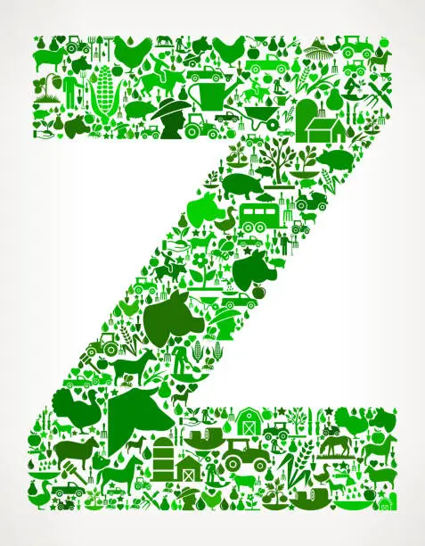 Vector illustration of Letter Z Farming and Agriculture Green Icon Pattern