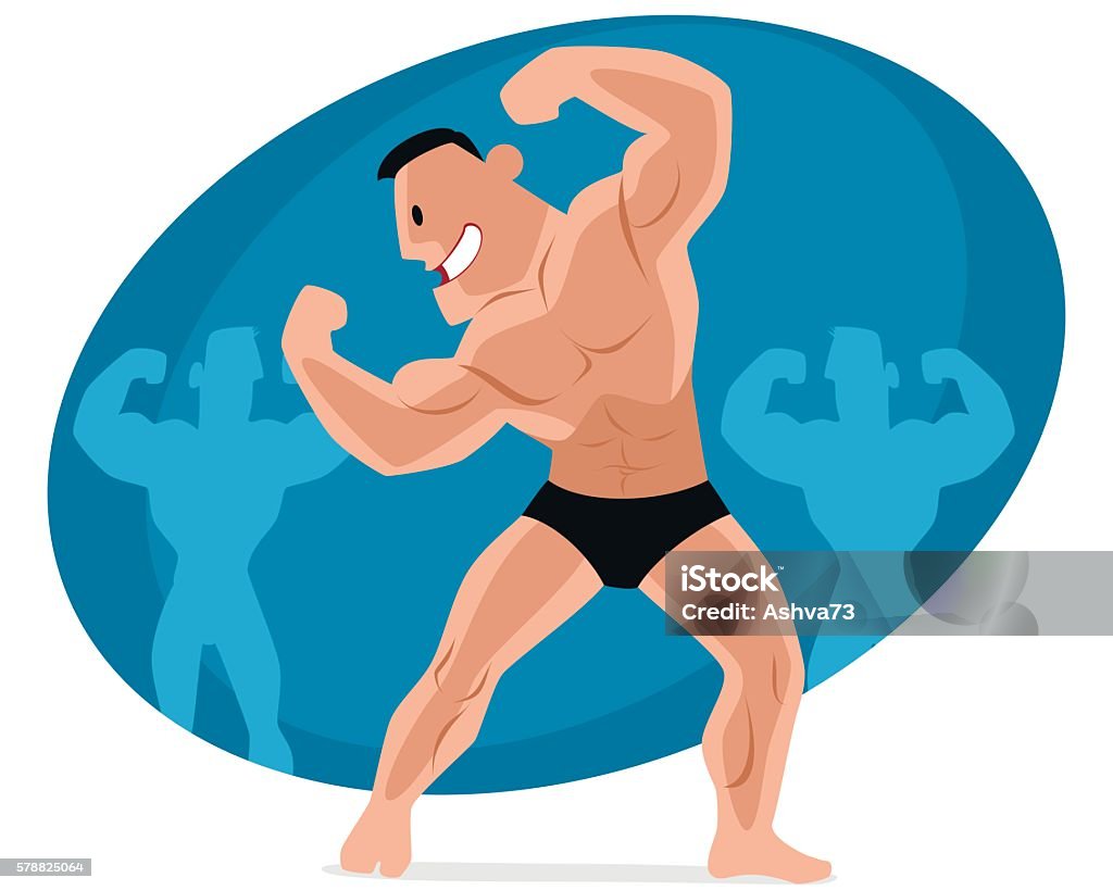 Humorous Body Build Funny Bodybuilder Posing Stock Illustration - Download Image Now ...