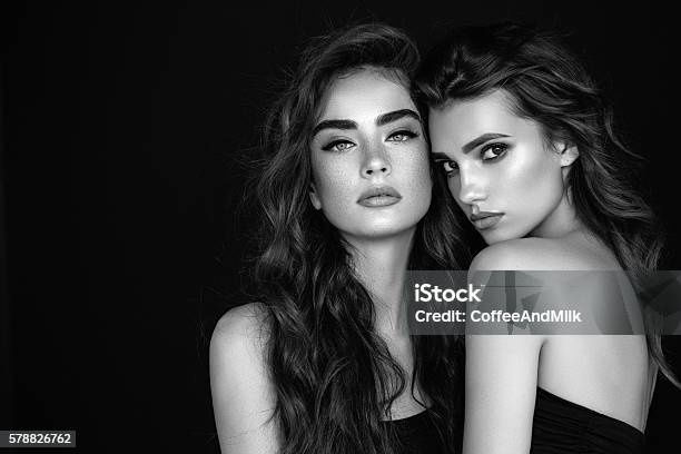 Portrait Of A Fresh And Lovely Women Stock Photo - Download Image Now - Beauty, Women, Black And White