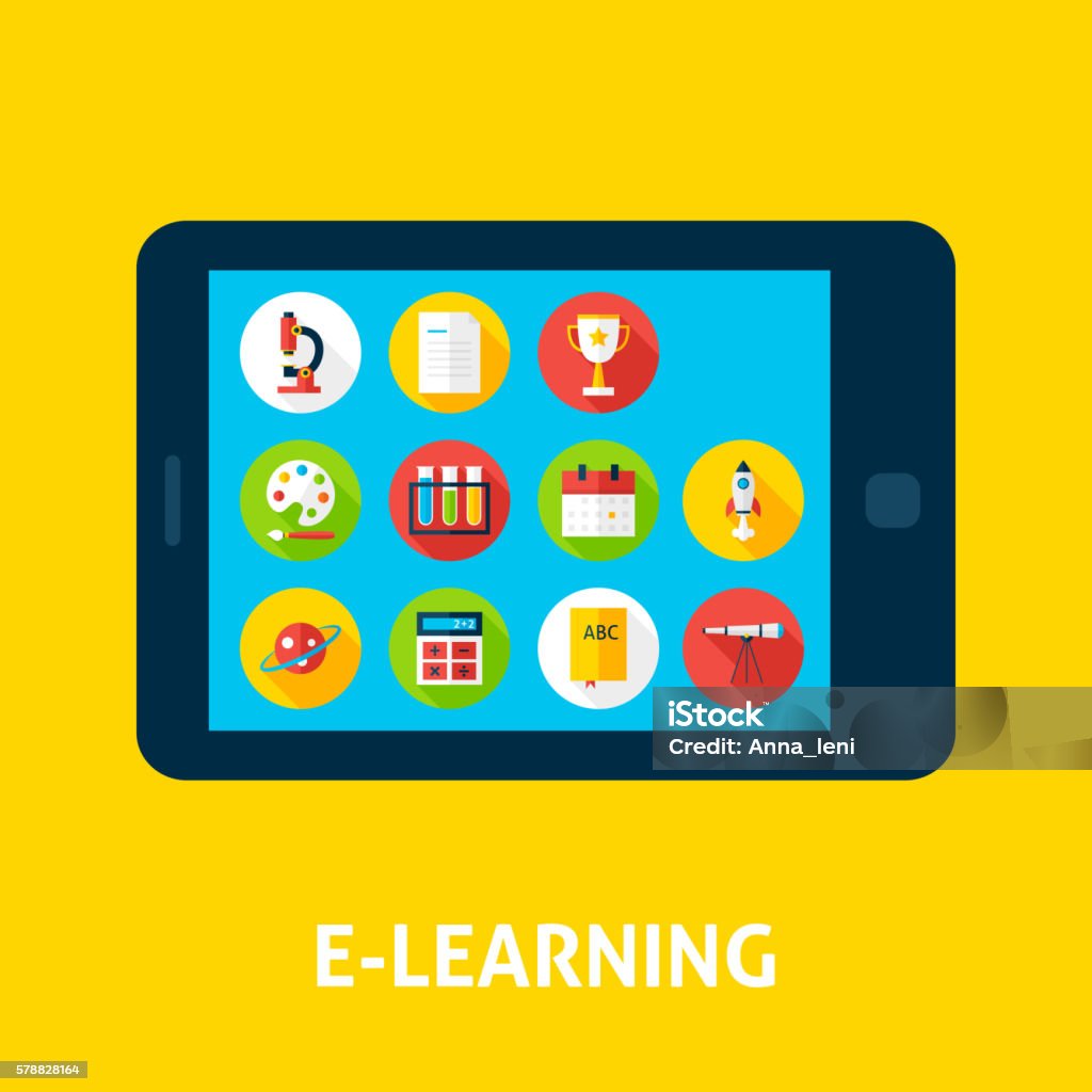 Elearning Android Tablet Artwork Electronic Learning Tablet Concept Stock Illustration - Download Image ...