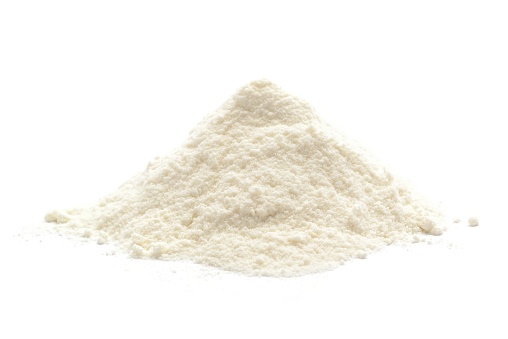 A heap of rice flour isolated on a white background.
