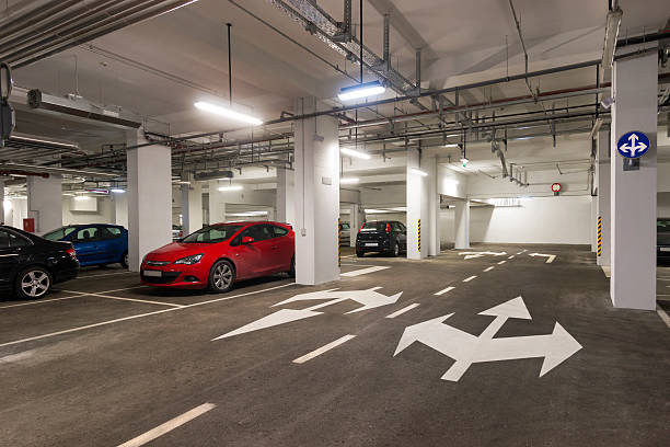 Public garage Underground garage in business house in centre of town Dubrovnik in Croatia parking photos stock pictures, royalty-free photos & images
