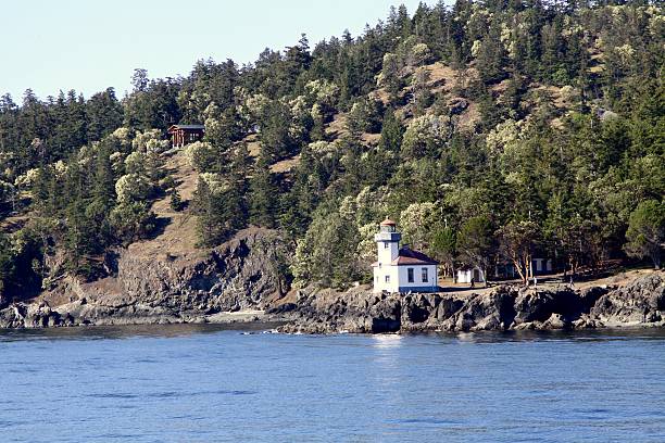 Lime Kiln Lighthouse On San Juan Island Lime Kiln lighthouse on San Juan Island in Washington state lime kiln lighthouse stock pictures, royalty-free photos & images