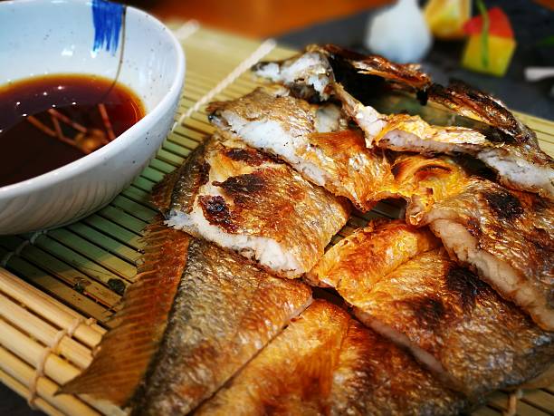 istock Close up of a bamboo Japanese fish disk 578837672