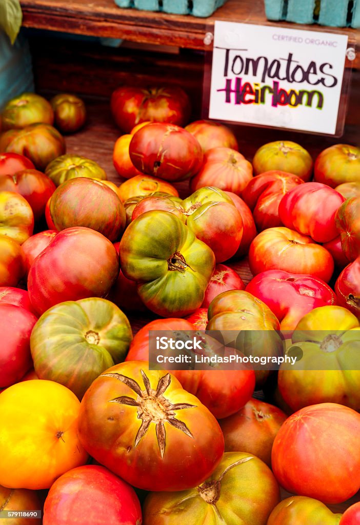 Heirloom Tomatoes Heirloom Tomatoes at a local farmer's market Crop - Plant Stock Photo