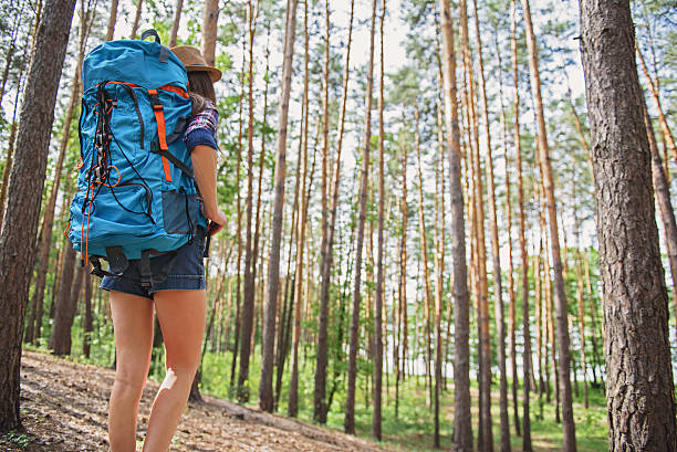 istock Young woman making journey in nature 579119064