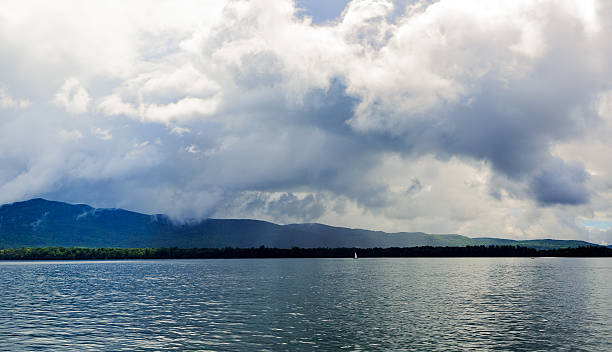istock Lake George from boat during rain storm and clouds. 579119678