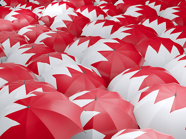 istock Umbrellas with flag of bahrain 579120542