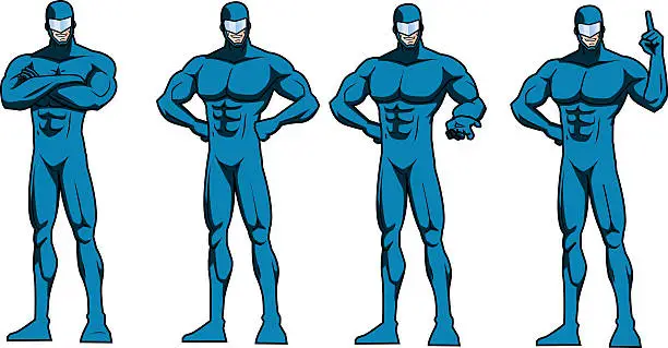 Vector illustration of Talking Superhero Pose Set