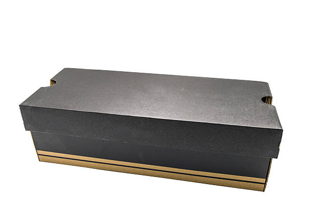 istock close up of a black cardboard box on white background 579121308