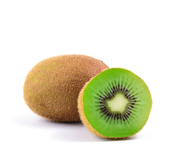 istock Group of juicy kiwi fruit isolated on white 579121904