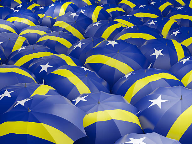 istock Umbrellas with flag of curacao 579122108