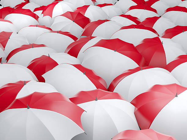 istock Umbrellas with flag of indonesia 579123970