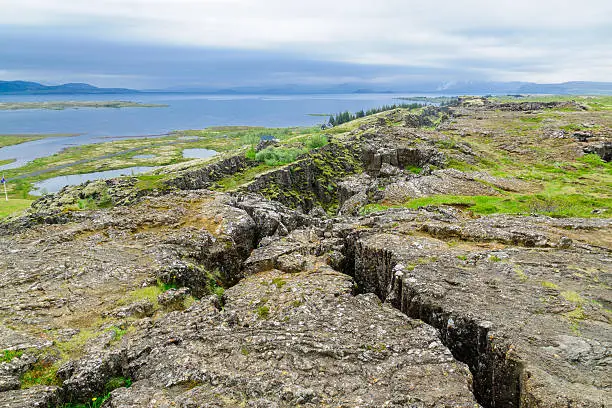 View of the continental drift in Thingvellir National Park, Iceland