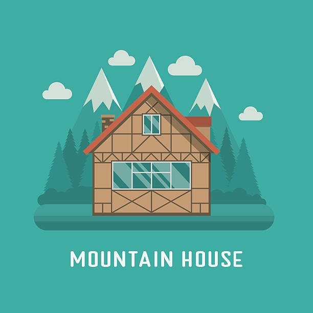 ilustraciones, imágenes clip art, dibujos animados e iconos de stock de casa chalet de montaña - mountain cabin european alps switzerland