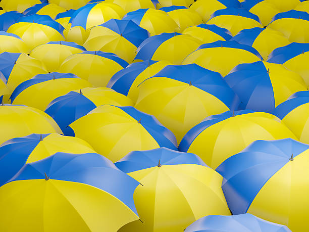 istock Umbrellas with flag of ukraine 579131624