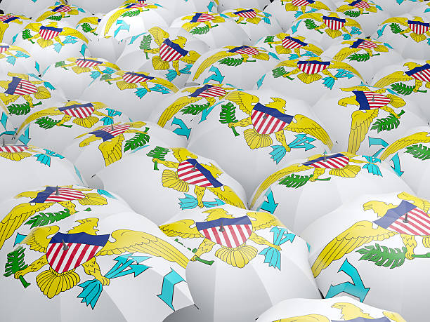 istock Umbrellas with flag of virgin islands us 579132532