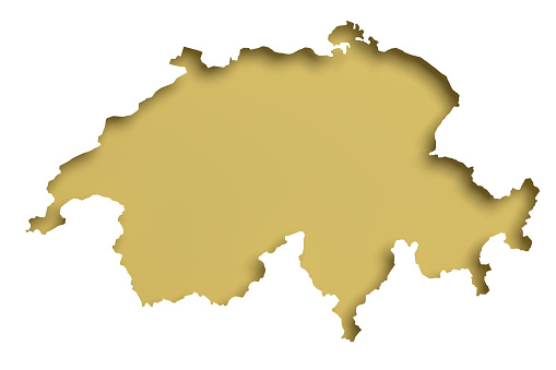 3d rendering of a Switzerland map on white background.