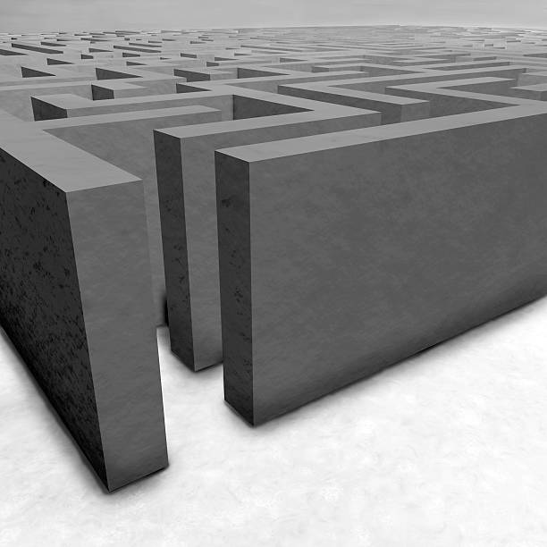 istock Maze on gray background. Concept for decision-making. 3d illustr 579134244