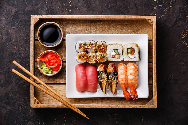 istock Sushi Set in tray 579135260