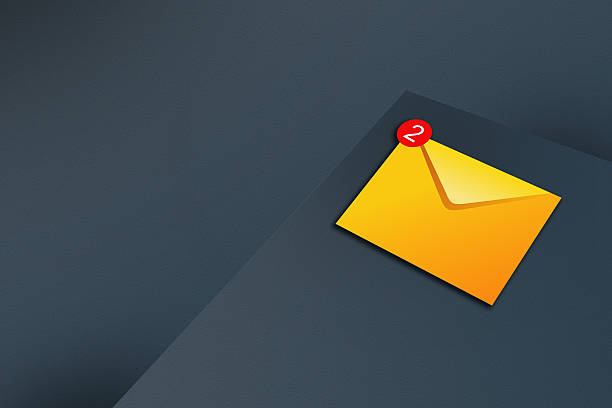 istock Abstract background with dark gray metal layers and email icon 579135626