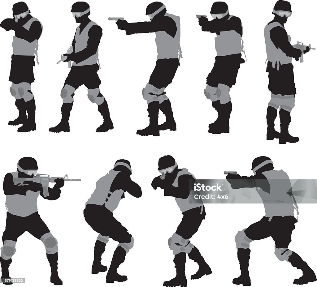 Army man in various actions Army man in various actionshttp://www.twodozendesign.info/i/1.png Gun stock vector