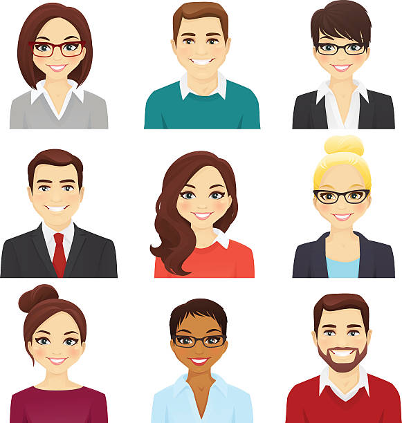 ilustrações, clipart, desenhos animados e ícones de conjunto de bisiness homens e mulheres - business person white background isolated smiling