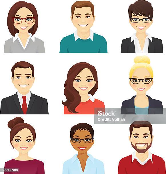 Set Of Bisiness Men And Women Stock Illustration - Download Image Now - Avatar, Women, People
