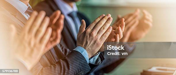 Close Up Of Businessmen In Suits Clapping Stock Photo - Download Image Now - Applauding, Clapping, Business