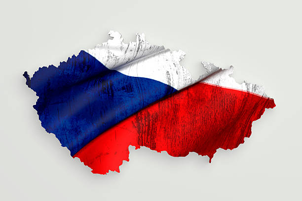 istock Silhouette of Czech Rep map with flag 579138186