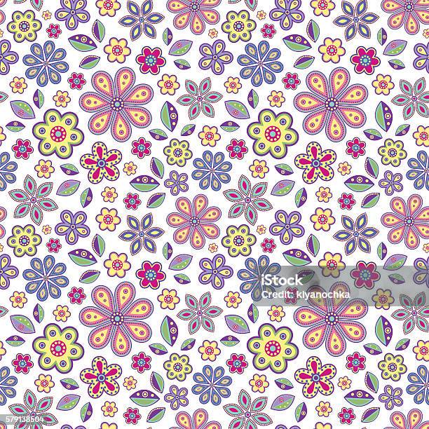 Seamless Pattern With Pastel Flowers Stock Illustration - Download Image Now - Abstract, Backgrounds, Blue