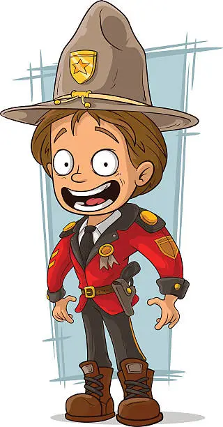 Vector illustration of Cartoon canadian ranger in red uniform
