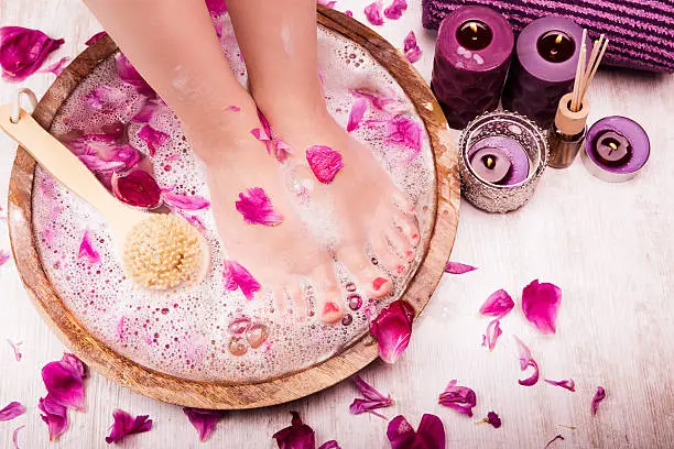 Foot massage in a spa salon