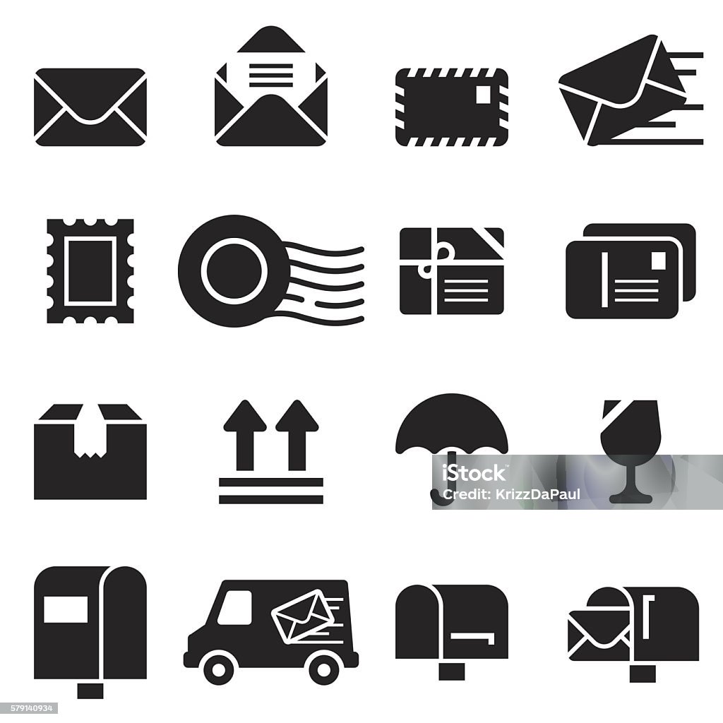 Iconos de correo [Black Edition] - arte vectorial de Ícono libre de derechos