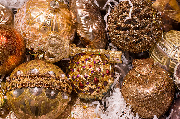 istock Christmas tree decorations, golden key, all in one color 579141338