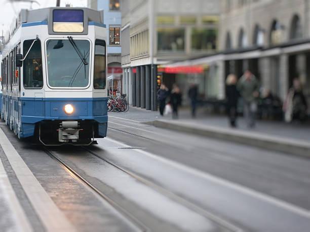 istock Tram in city street 579142168
