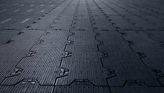 Black background floor rubber sub-genres to cover the premises. Sports Palace. Perspective