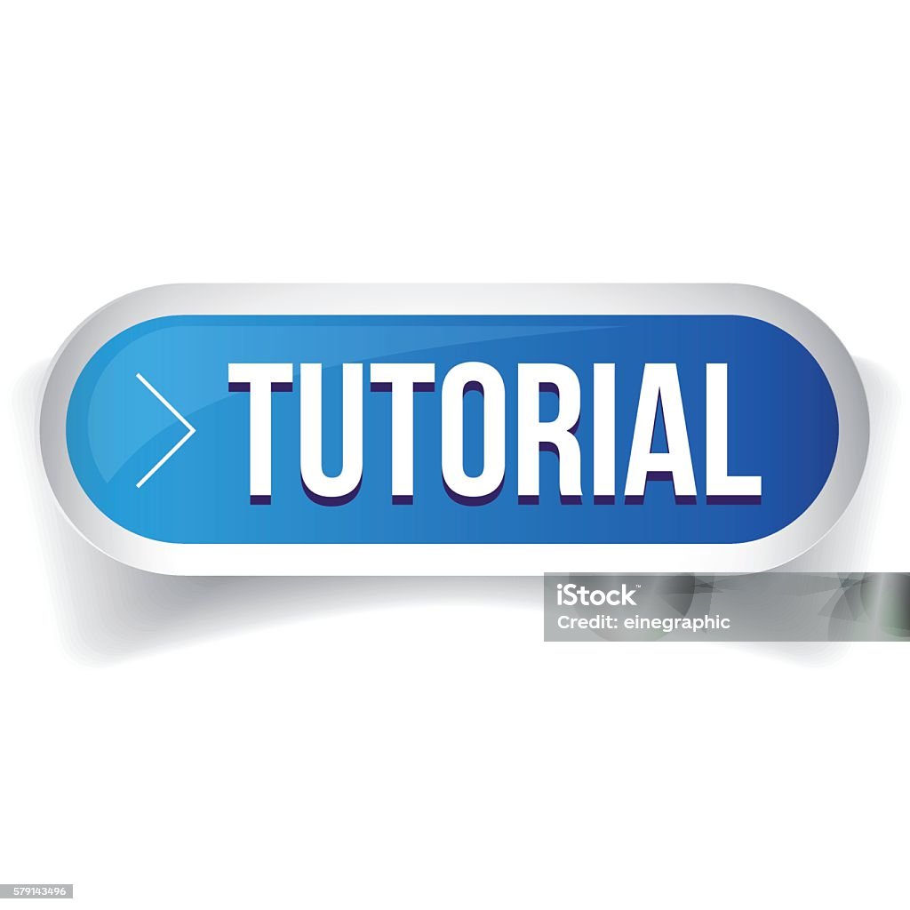 Tutorial Button Vector Blue Stock Illustration - Download Image Now - E ...
