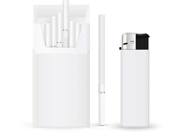 Vector illustration of Pack of cigarettes with lighter